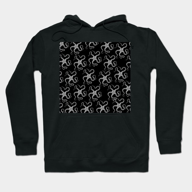 spiny brittle starfish aloha print hawaii pattern black and white Hoodie by maplunk